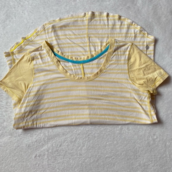 Lululemon Serene Yellow Twin Stripe Tee Shirt - Picture 6 of 8